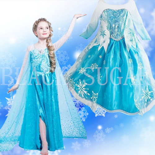 <Elsa Reine des neiges disney costume enfant cosplay> DUO ROBE ENFANT PRINCESSE ELSA