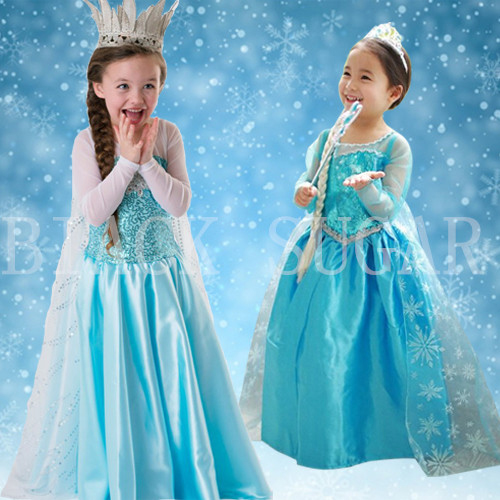 <Elsa Reine des neiges disney costume enfant cosplay> OFFRE DUO DOUBLE ROBE ELSA