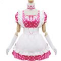 <robe maid cosplay> Robe Maid Rose A Pois Blancs Tablier Dentelle